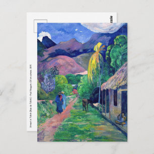 Postal Paul Gauguin - Calle en Tahití