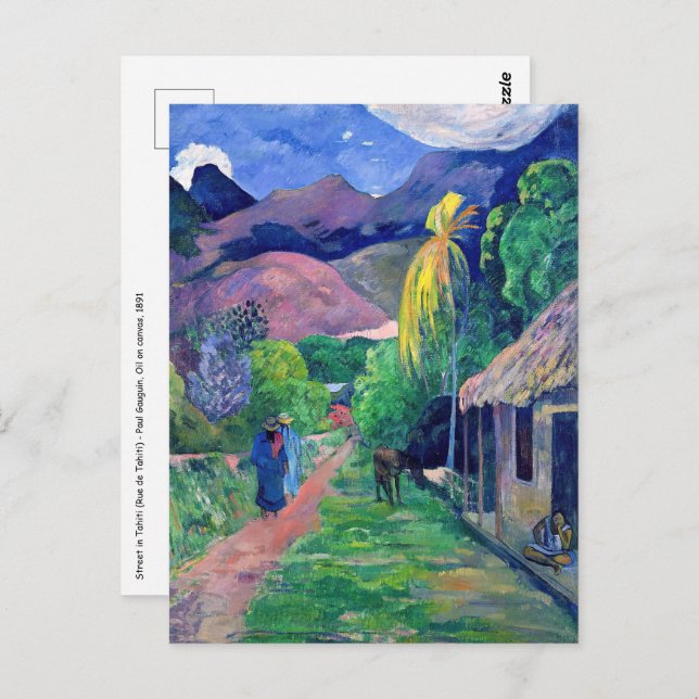 Postal Paul Gauguin - Calle en Tahití (Anverso / Reverso)