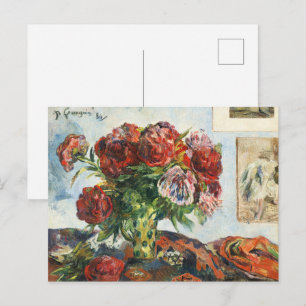 Postal Paul Gauguin con vida con el clásico de los peones