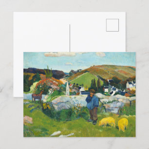 Postal Paul Gauguin El Campo Clásico De Swineherd