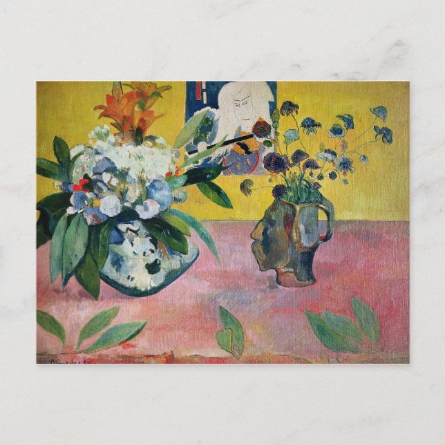 Postal Paul Gauguin | Flores y papel japonés, 1889 (Anverso)