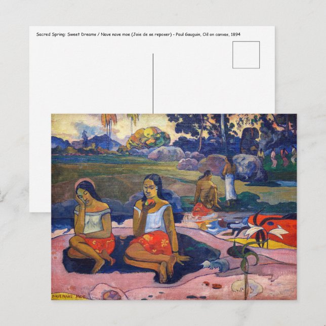 Postal Paul Gauguin - Fuente Sagrada, Dulces Sueños (Anverso / Reverso)
