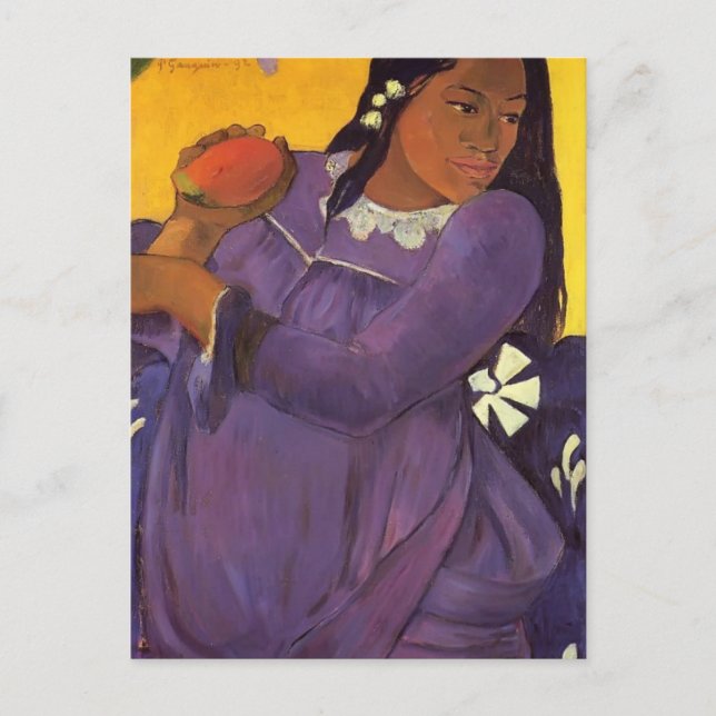 Postal Paul Gauguin - Mujer con mango (Anverso)