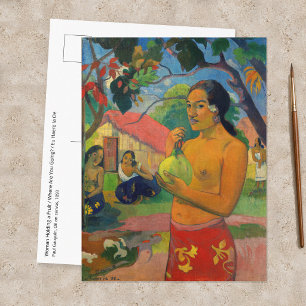 Postal Paul Gauguin - Mujer sosteniendo una fruta
