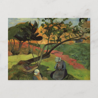 Postal Paul Gauguin - Paisaje con dos mujeres bretonas