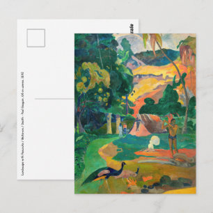 Postal Paul Gauguin - Paisaje con Pavos Reales / Matamoe