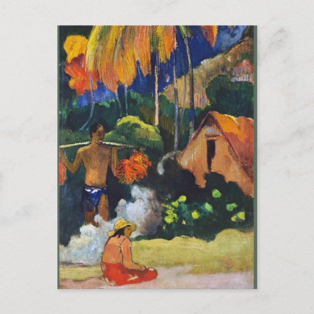 Postal Paul Gauguin, paisaje en Tahití, (Anverso)