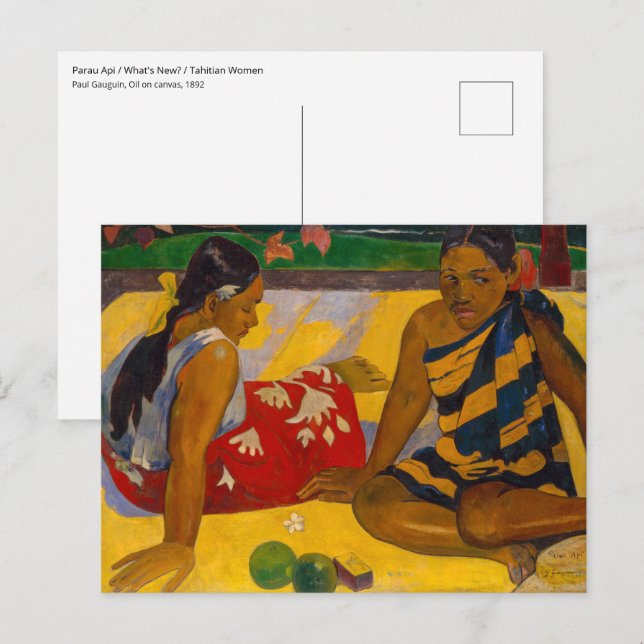 Postal Paul Gauguin - Parau Api / ¿Qué hay de nuevo? (Anverso / Reverso)