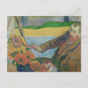 Postal Paul Gauguin   Pintura Van Gogh de girasoles, 1888