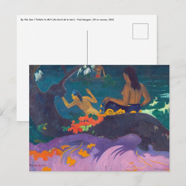Postal Paul Gauguin - Por el mar / Fatata te Miti (Anverso / Reverso)