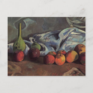 Postal Paul Gauguin-Still life con manzanas y jarrón verd