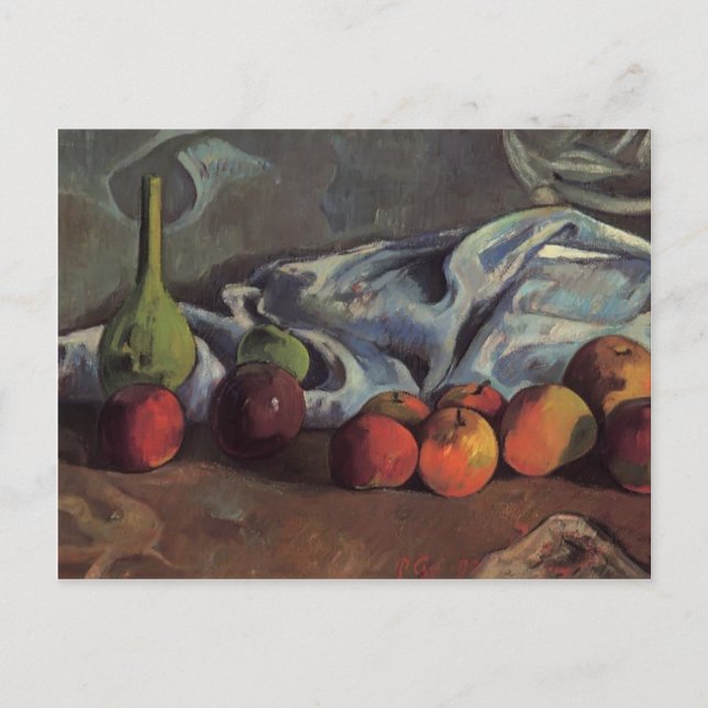 Postal Paul Gauguin-Still life con manzanas y jarrón verd (Anverso)