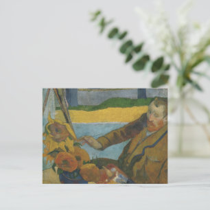 Postal Paul Gauguin Vincent van Gogh pintando girasoles