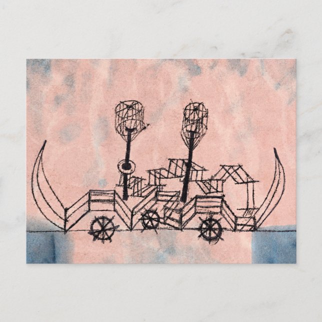 Postal Paul Klee - Alter Dampler (Old Steamboat), (Anverso)