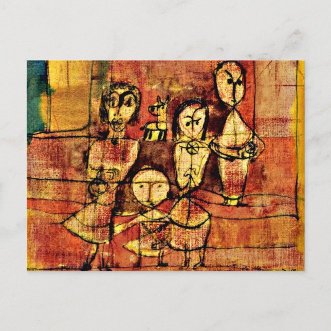 Postal Paul Klee Art: Niños y perros (Anverso)