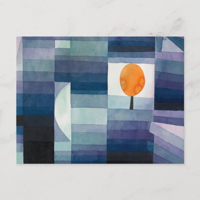 Postal Paul Klee Heraldo de Otoño Azul Moderno Abstracto (Anverso)