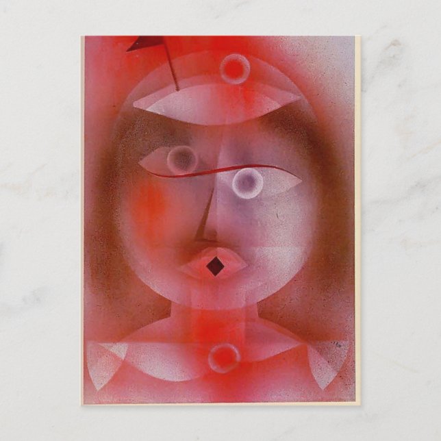 Postal Paul Klee: La máscara con la pequeña bandera (Anverso)