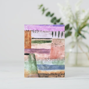 Postal Paul Klee, paisaje con álamos,