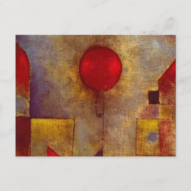 Postal Paul Klee Red Balloon Resumen Arte Colorido (Anverso)
