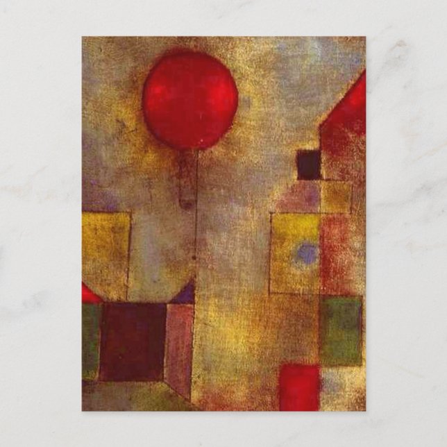 Postal Paul Klee Red Balloon Resumen Arte Colorido (Anverso)
