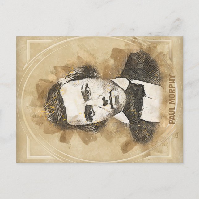 Postal Paul Morphy, jugador de ajedrez (Anverso)