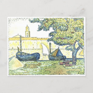 Postal Paul Signac Boat Painting 1894