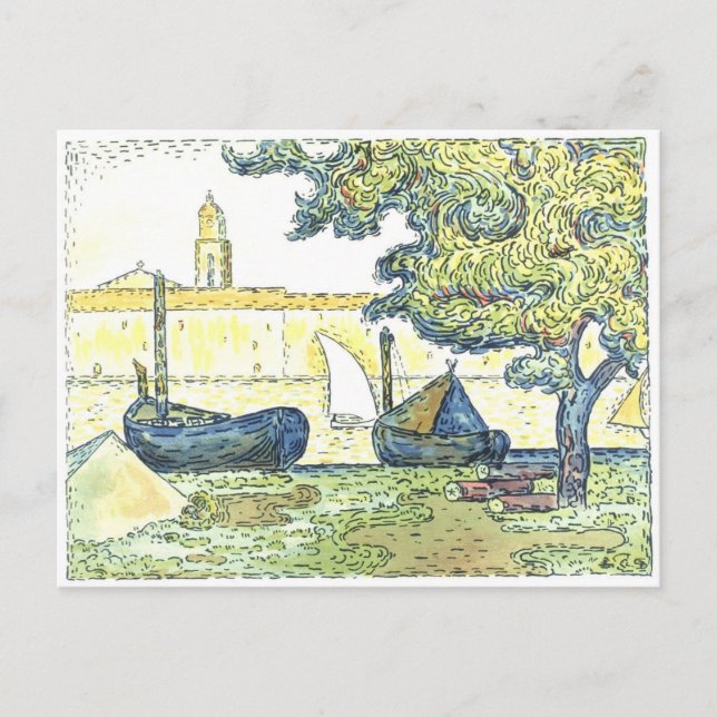 Postal Paul Signac Boat Painting 1894 (Anverso)