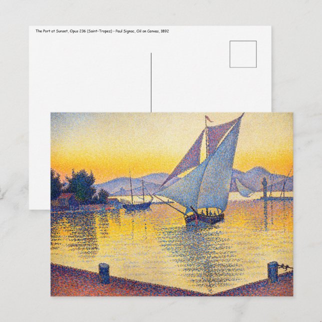 Postal Paul Signac - El puerto al atardecer, Opus 236 (Anverso / Reverso)