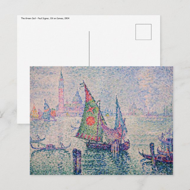 Postal Paul Signac - La Vela Verde (Anverso / Reverso)