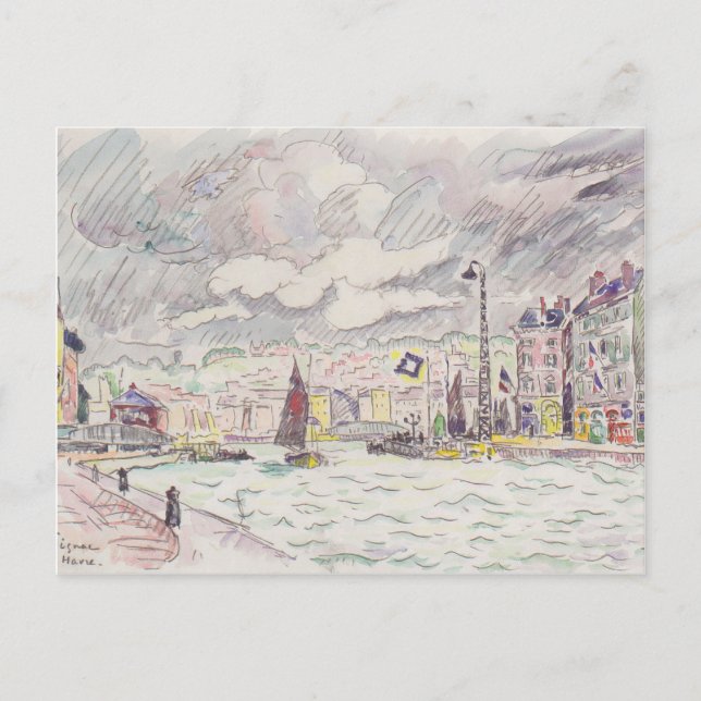 Postal Paul Signac - Le Havre con nubes de lluvia (Anverso)