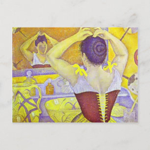 Postal Paul Signac - Mujer en su baño usando corsé