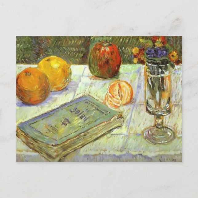 Postal Paul Signac - Vida fija con un libro (Anverso)