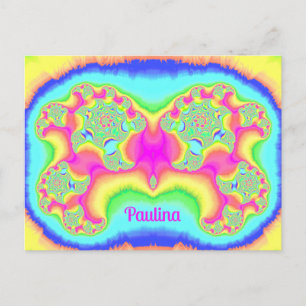 Postal PAULINA ~ BOLD ~ FLUORO PINK ~ 3D Diseño fractal ~