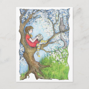Postal Pauline leyendo el árbol