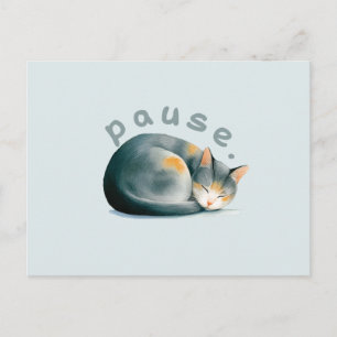 Postal Pausa. Diseño de gato durmiendo