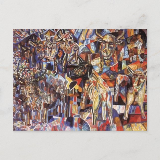 Postal Pavel Filonov - Animales (Anverso)