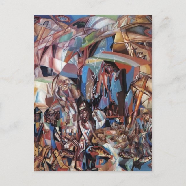 Postal Pavel Filonov - Escolar de pesca (Anverso)