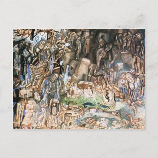 Postal Pavel Filonov- Sin título (Los pilotos) (Anverso)