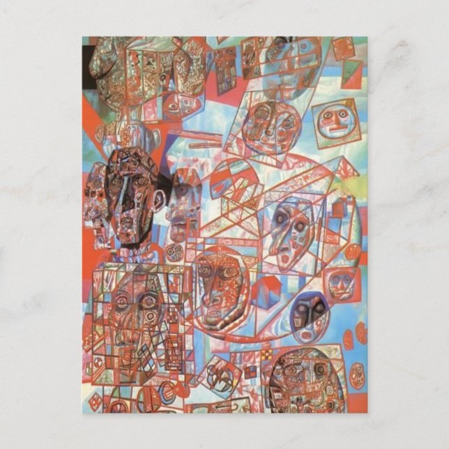 Postal Pavel Filonov - Un hombre en el mundo (Anverso)