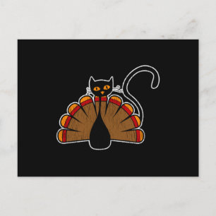 Postal Pavo de Acción de Gracias Gato Divertido Regalo pa