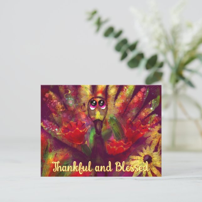 Postal Pavo de Acción de Gracias Personalizado Agradecido (Anverso de pie)