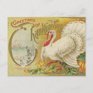 Postal pavo de Acción de Gracias vintage