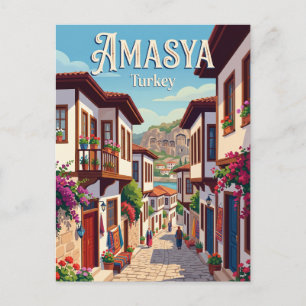Postal Pavo de callejón del casco antiguo de Amasya