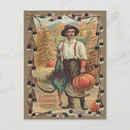 Postal Pavo de granjero Calabaza Maíz Choque Plumas