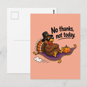 Postal Pavo divertido de Acción de Gracias, no gracias, n