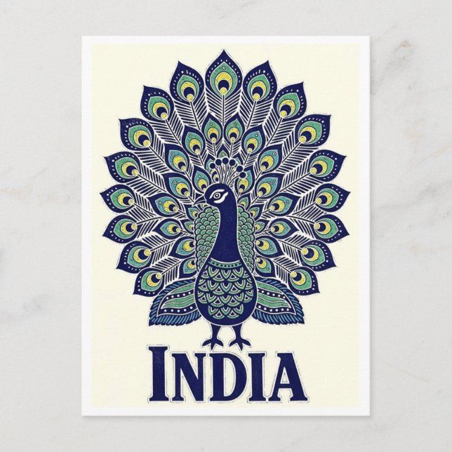 Postal Pavo India Viajes (Anverso)