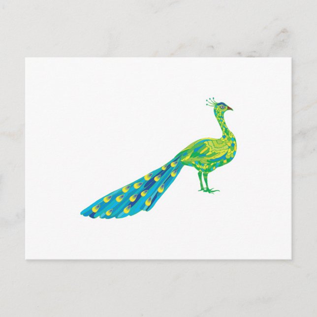 Postal pavo real bonito (Anverso)