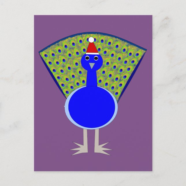 Postal Pavo real divertido de Navidad (Anverso)