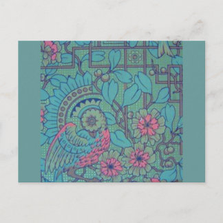 Postal Pavo Real Floral Retro