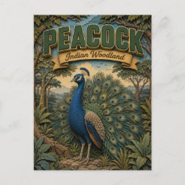 Postal Pavo real Indian Woodland POPCUT
